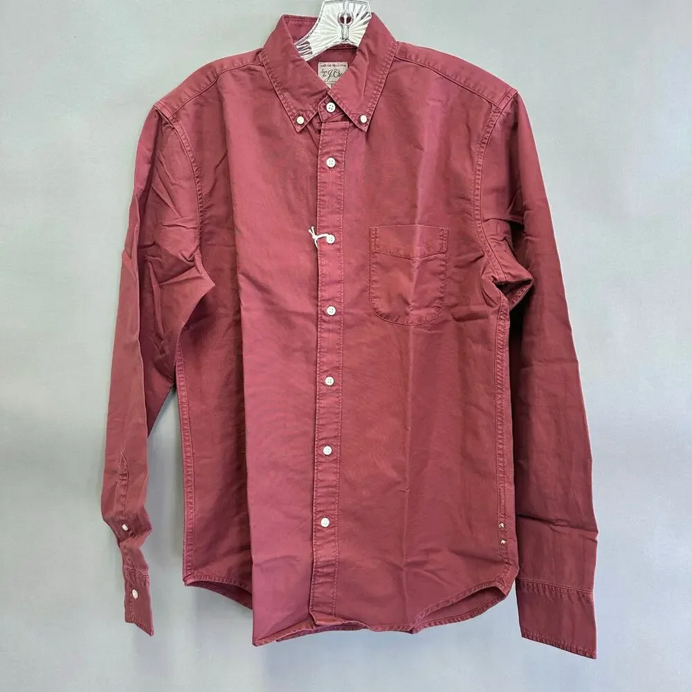 J Crew‎ mens stretch Oxford cloth garment dye shirt faded burgundy size medium